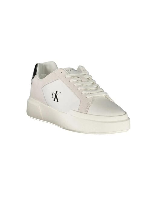 Calvin Klein Weiße Leder Herren Sneaker in White für Herren