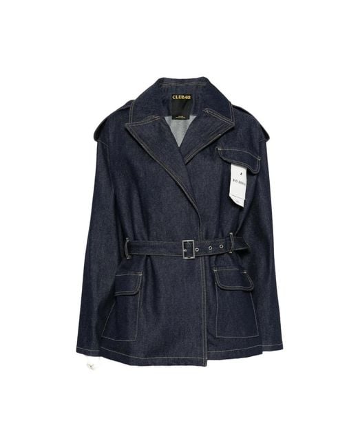 Lois Donkerblauwe Sweater Met Riem En Peak Revers in het Blue