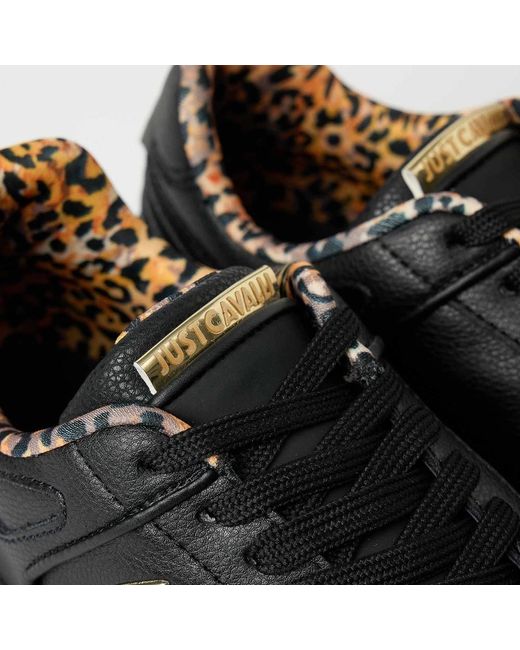 Just Cavalli Black Sneakers mit leopardenmuster