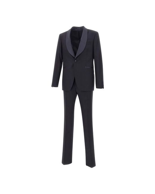 Tagliatore Kostuums ,Zwart ,Wol Single-Breasted Shawl Lapel Suit in het Blue voor heren