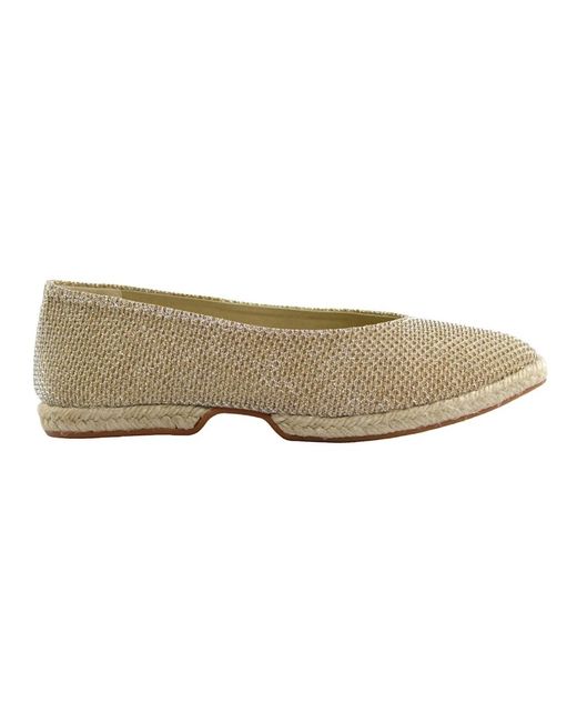 Espadrilles Schoenen ,Geel ,Gouden Gelamineerde Ballerina Schoenen in het Natural