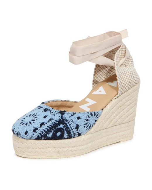 Manebí Blue Gehäkelte Keilsandalette