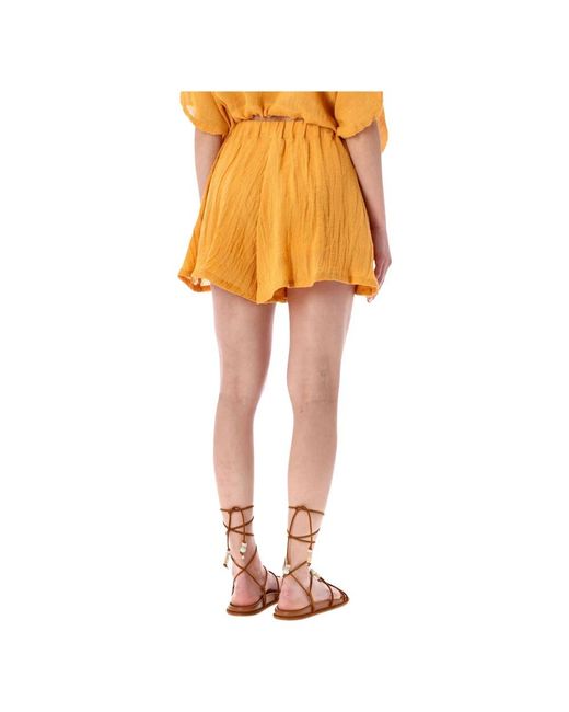 120% Lino Orange Short Shorts