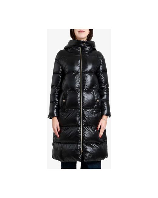 Herno Jassen ,Zwart ,Nylon Zwarte Donsjas Met Gouden Accenten in het Black