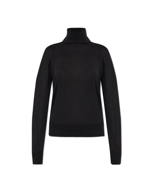 Jil Sander Truien & Vesten ,Zwart ,Wol Golf Met Wollen Afwerking in het Black