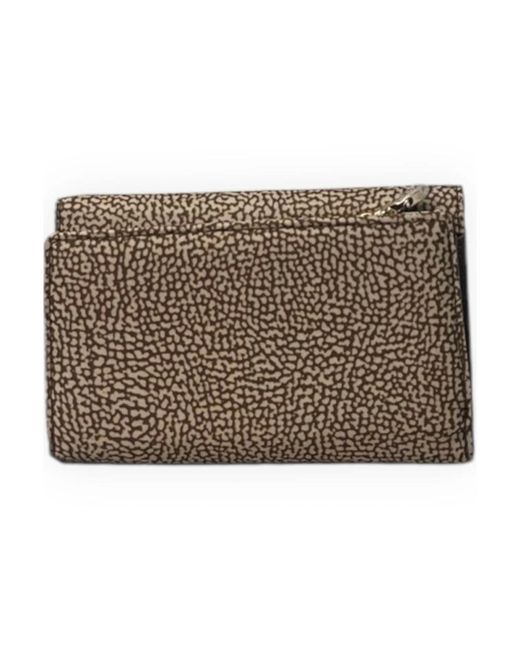 Borbonese Accessoires ,Bruin ,Leer Medium Portemonnee Met Flap En Rits in het Metallic