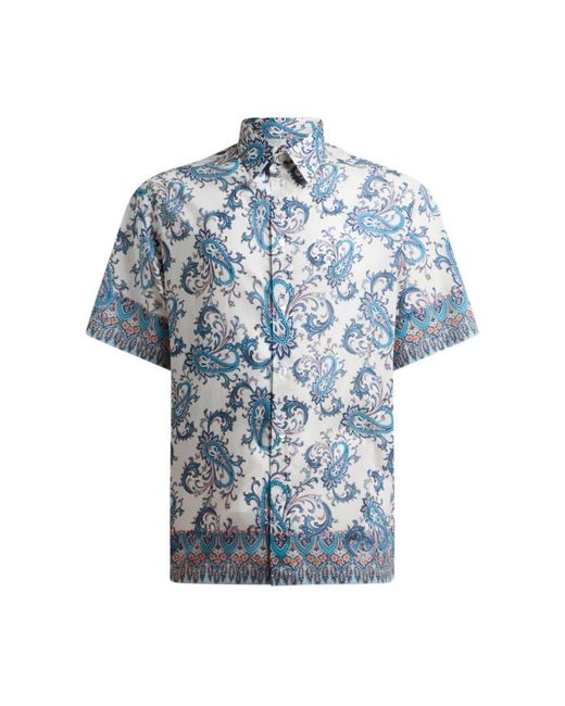 Etro Blue Short Sleeve Shirts for men