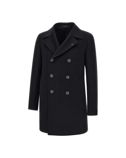 Tagliatore Black Double-Breasted Coats for men
