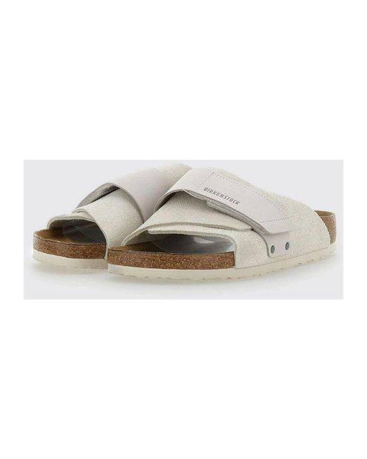 Birkenstock Weiße Wildleder Casual Slides in White für Herren