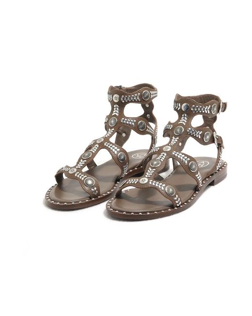 Ash Brown Flat Sandals