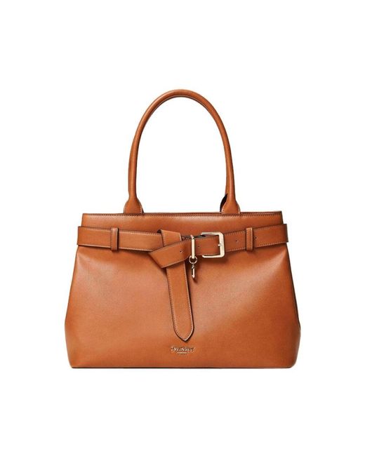 Twinset Brown Braune Lederhandtasche Mit Charme-Detail