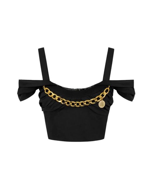Elisabetta Franchi Black Sleeveless Tops