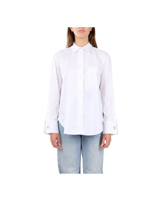 Camicia a righe in popeline di Elisabetta Franchi in White