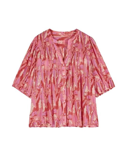 Ba&sh Overhemden ,Veelkleurig ,Katoen Teodor Bohemian Blouse in het Red