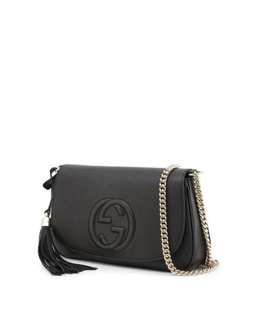 Gucci Black Soho Disco GG Quaste Kette Crossbody Bag