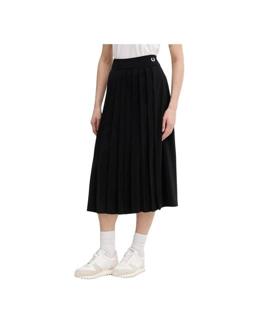 Midi Skirts Fred Perry de color Black