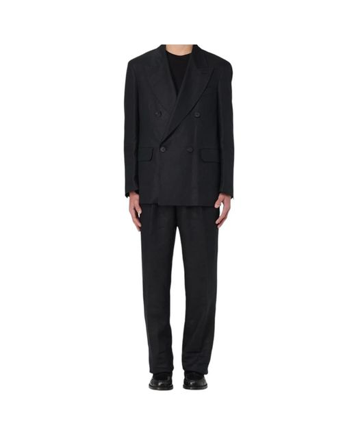 Double Breasted Suits Hevò de hombre de color Black