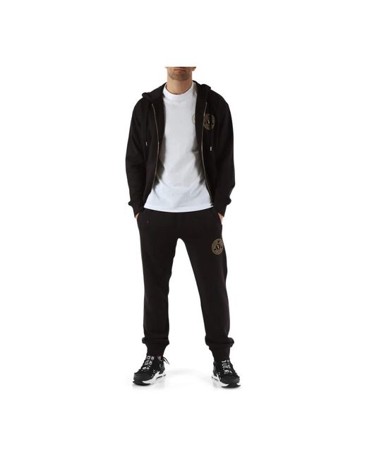 Versace Regular fit hoodie mit reißverschluss aus garngewaschener baumwolle in Black für Herren