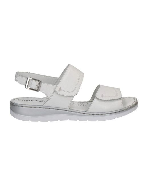 Caprice White Weiße Offene Flache Sandalen Damen