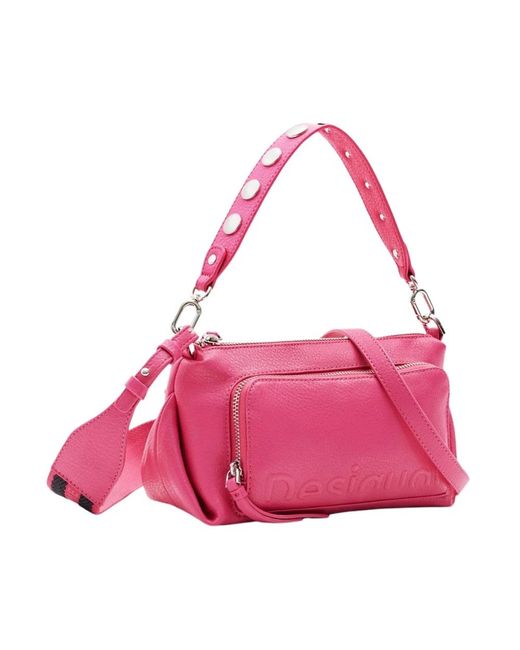 Desigual Pink Fuchsia reißverschluss handtasche aus polyurethan material