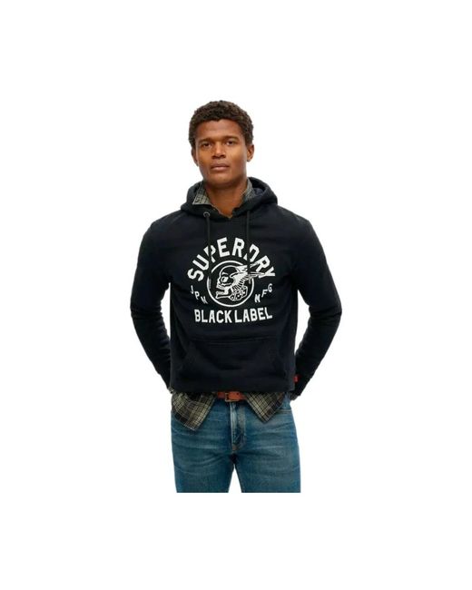Superdry Hoodies & Sweatvesten ,Zwart Label Hoodie in het Black voor heren