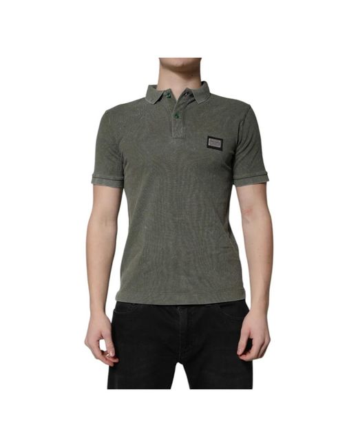Dolce & Gabbana Gray Polo Shirts for men