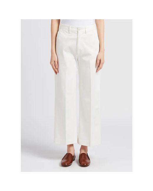 Pantaloni gamba larga in cotone di Ralph Lauren in White