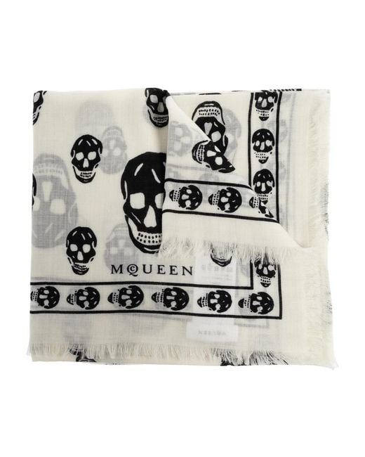 Alexander McQueen Wollen Sjaal Met Schedelmotief in het Black