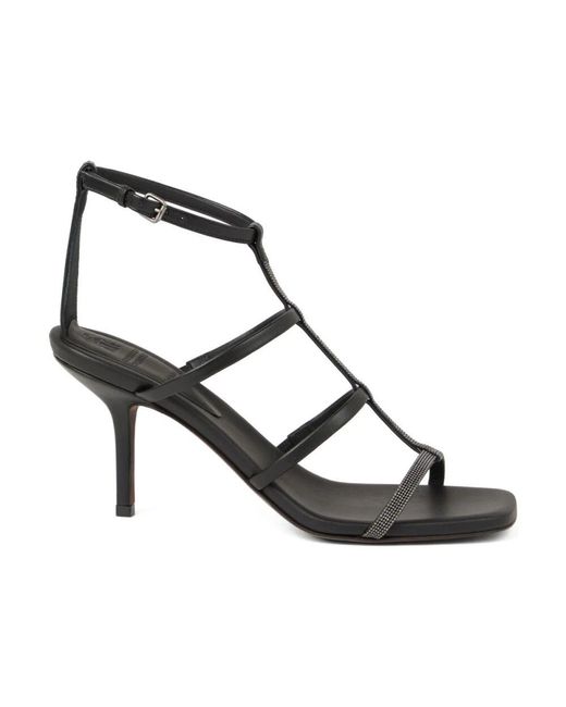 Brunello Cucinelli Black Schwarze Multi-Way Strap Absätze