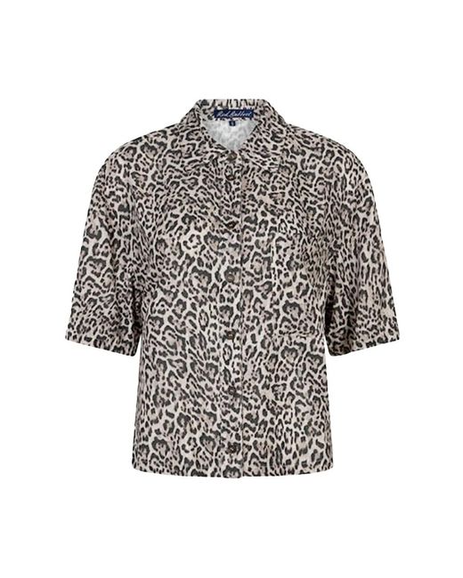 Red Button Nora Blouse Linnen Leopard in het Multicolor