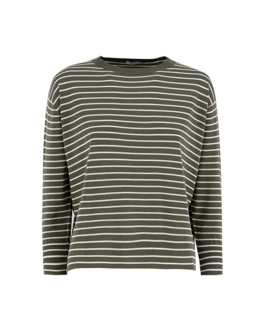 Aspesi Gray Gestreifter baumwollpullover