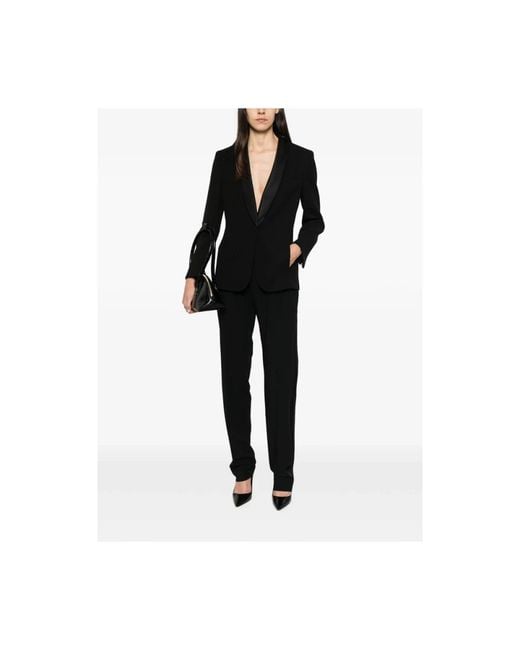 Giorgio Armani Black Satin-Trim Pleated Trousers for men