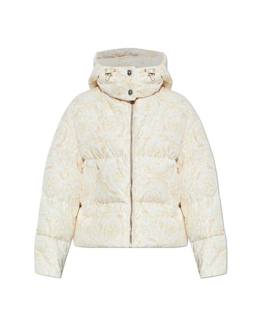 Versace Donzen Jas Met Afneembare Capuchon in het Natural