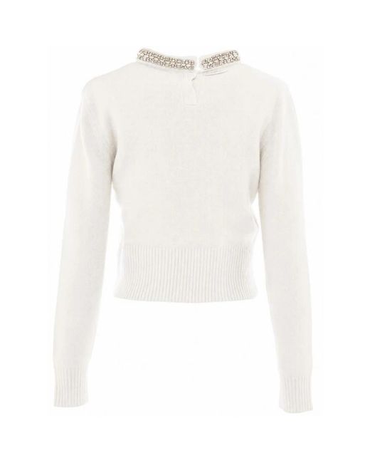 Pinko White Round-Neck Knitwear