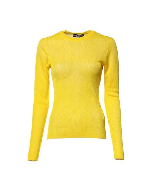 Dolce & Gabbana Yellow Gelber Langarm Rundhals Pullover