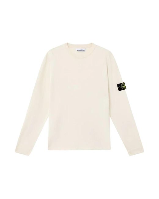 Stone Island White Round-Neck Knitwear for men