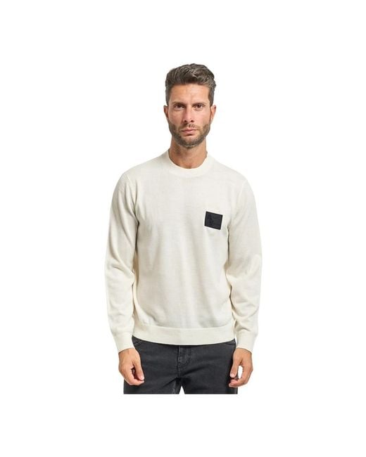 ARMANI EXCHANGE White Round-Neck Knitwear for men