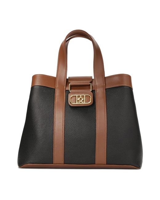 Kazar Black Braune Und Schwarze Handtasche Mit Handgriffen