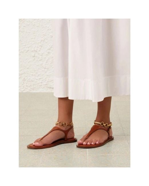 Zimmermann Brown Flat Sandals