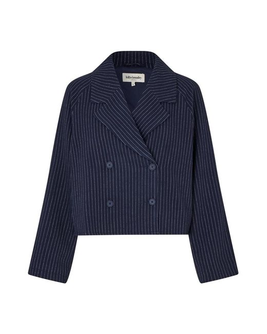 Lolly's Laundry Jassen ,Blauw ,Polyester Elegante Gestreepte Korte Jas in het Blue