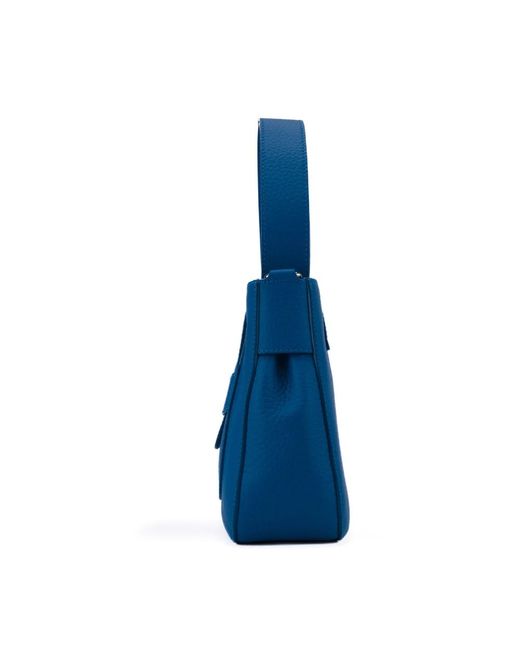Orciani Blue Leder umhängetasche elektrisch blau gehämmert