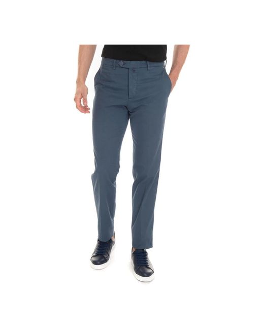 Kiton Blue Straight Trousers for men