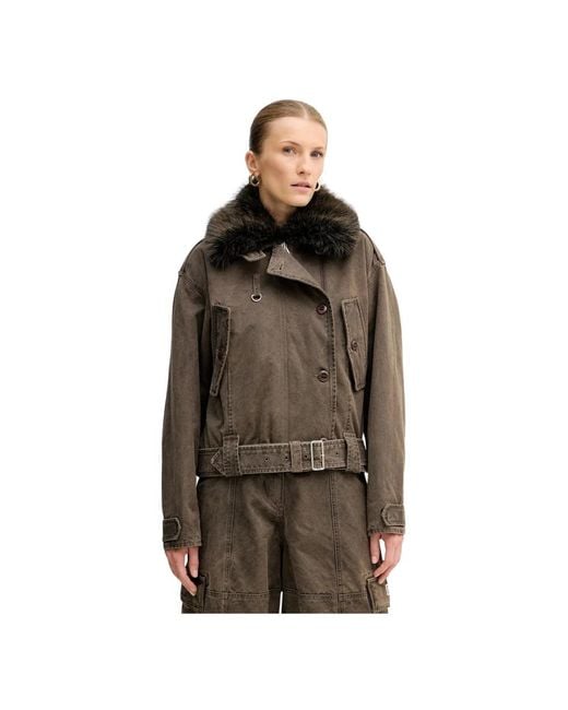 KENZO Dyed Canvas Comber Jacket in het Brown