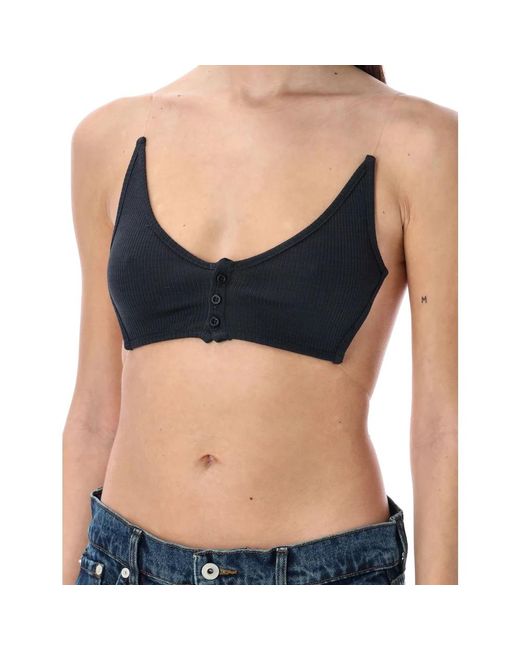 Top bralette vintage nero con spalline invisibili di Y. Project in Black