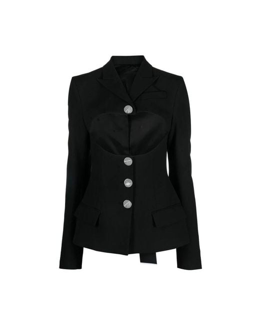 The Attico Black Gwenda single-breasted blazer