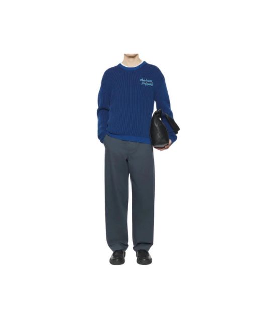 Maison Kitsuné Blue Round-Neck Knitwear for men