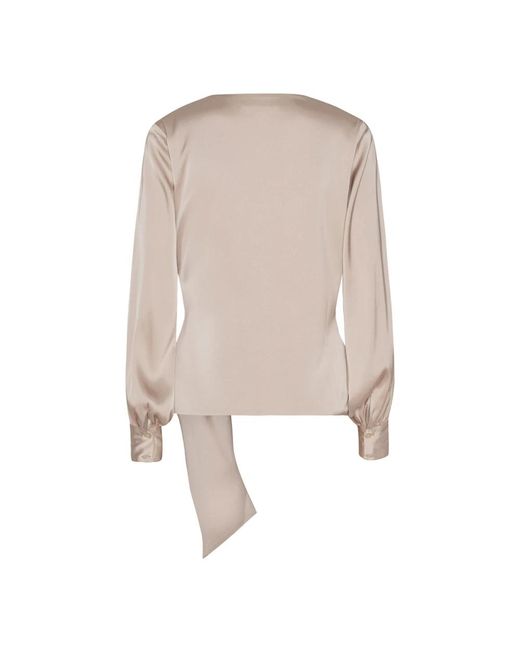 Karmamia Overhemden ,Satijn Elegante Gedrapeerde Blouse Ines Shell in het Natural