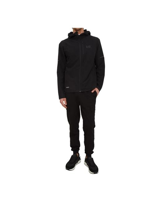 EA7 Black Zip-Throughs for men