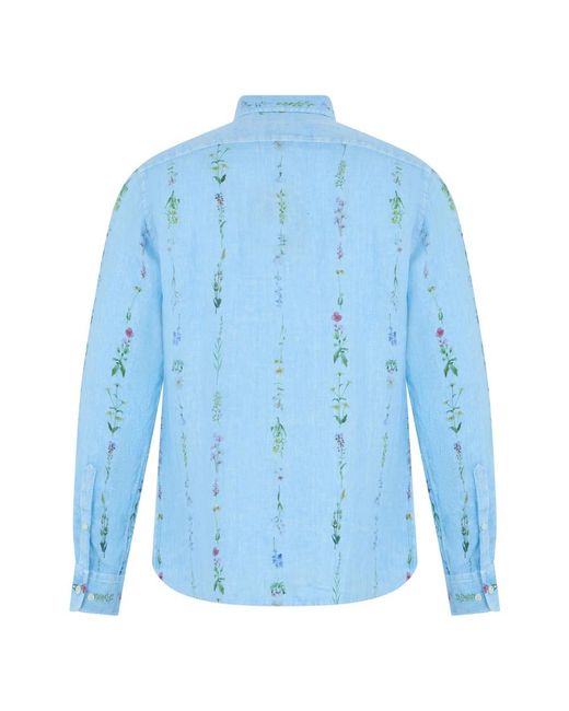 120% Lino Blue Casual Shirts for men