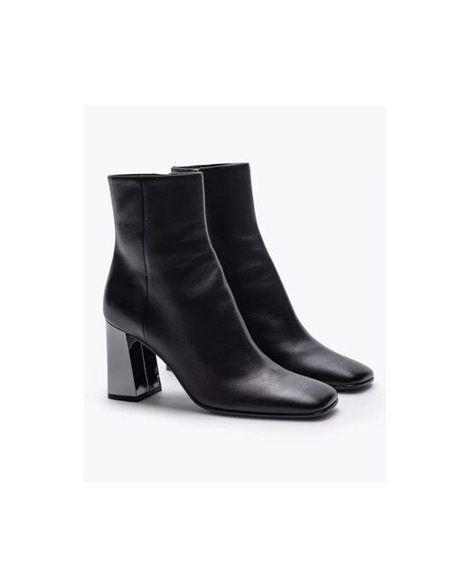 Sergio Rossi Black Lederstiefel mit eckiger zehenpartie und absatz